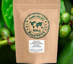 Café vert pour infusion, 100% naturel au gingembre, 500g - Grains concassés du Café Arabica Colombia Excelso - Sphère cadeau - Tamis à infusion en acier inoxydable