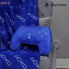 Character World : oreiller en forme de manette de Playstation sous licence officielle, design du combiné, oreiller en peluche | Parfaits pour la décoration d'une chambre ou d'un jeu, les oreillers standards bleus Naty Shop