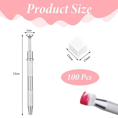 100 pièces Nail Art Schwamm Mit Piercing Zange,Nail Art Schwamm Mit Piercing Kugel Aufdreher,Applicateur de pinceau éponge,Nagelkunst-Rendering-Werkzeuge,Pour les modèles de Nail Art dégradés.