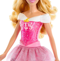 Mattel DISNEY Princesse Aurore - Poupée avec tenue typique, chaussures et diadème amovibles, haut scintillant et jupe amovible à motifs, cheveux longs à coiffer, HLW09 Naty Shop Dolls