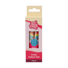 Funcakes Food Color Gel Aqua : Colorant alimentaire hautement concentré pour pâte, crème, fondant et pâte d'amande. Dosage facile. Une seule goutte pour créer des couleurs vibrantes. Halal. 30g.
