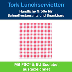 Serviette de table Tork Bistrored, pli 1/4, 1 pli, 33 cm × 33 cm, 8 × 400 serviettes, 509359
