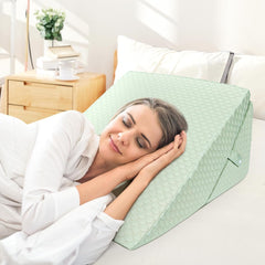 Oreiller compensé réglable pour enfants, oreiller de lecture en mousse haute densité pour lit et canapé, oreiller de tête ergonomique pour l'apnée du reflux du sommeil, oreiller de jambe/oreiller de dos pour jouer et lire (vert)