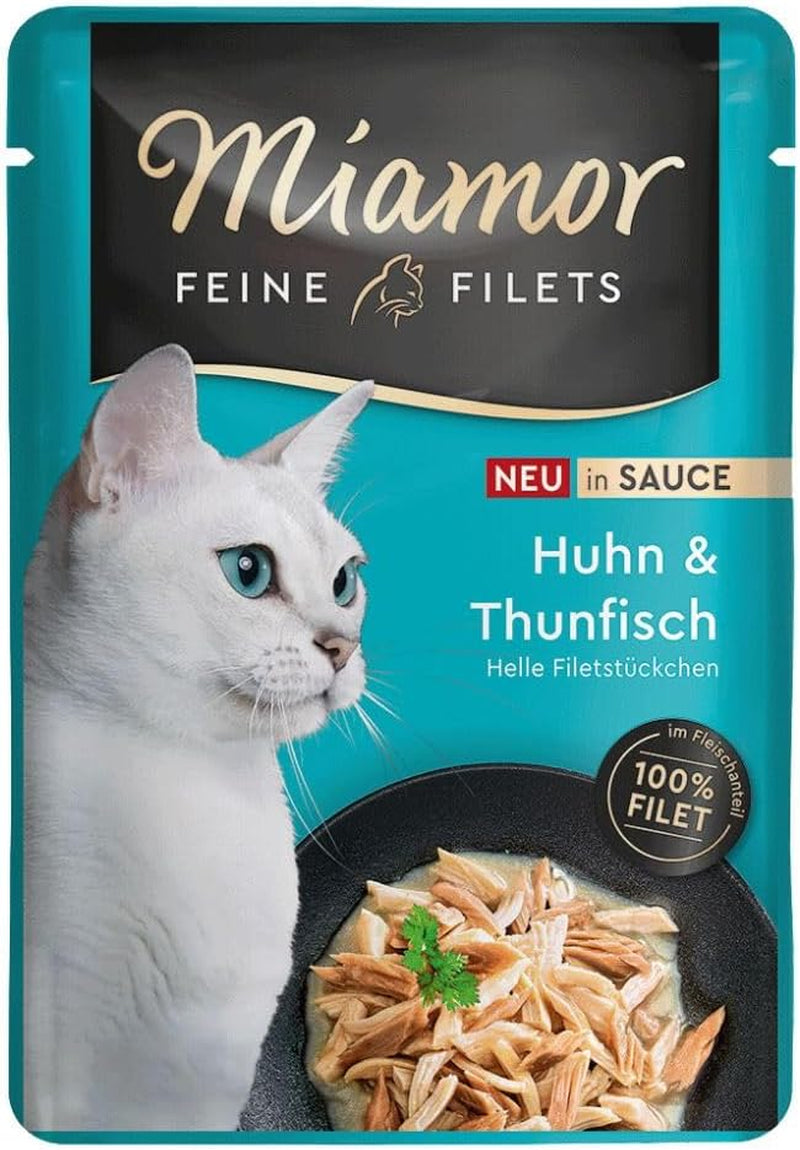 - Fins filets en sauce | Nourriture humide pour chat adulte avec morceaux de filet en sauce. Aliment complémentaire faible en gras dans un sachet fraîcheur, sans additifs artificiels | 24 x 100 g de thon pur