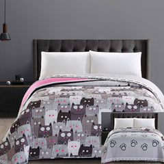 Decoking 32350 Couvre-lit 220X240 Cm Couvre-lit double face microfibre facile d'entretien Beige Marron clair Marron cacao Gris Acier Anthracite Graphite Noir Blanc Rose Chats Invasion de chats Lits et Couvertures Beuche den DecoKing-Store 220X240 Cm
