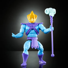 Jouet Masters of the Universe Origins, figurine Skeletor de la collection de dessins animés, méchant debout env. 14 cm avec armure, bâton, épée et 2 masques, figurines HYD24 Naty Shop