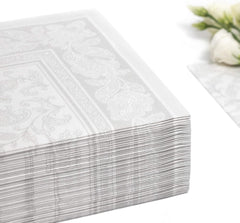 Papstar 11682 50 serviettes "Collection Royale" pli 1/4 40 X 40 cm "Ornements", blanc