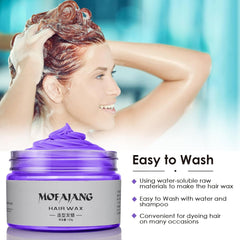 Cire de coloration temporaire pour cheveux, pommade naturelle, formule végétale lavable, pour hommes et femmes, cire de teinture mate pour fête, cosplay et Halloween, 120 g (violet) Naty Shop