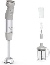 Tefal Quickchef+ 3-In-1 XL Stabmixer/Zerkleinerer/Schneebesen, 1000 W, Intuitive Geschwindigkeitsregelung, Turbo-Taste, Powelix-Messer-Technologie, Edelstahl, Grau, HB67MB30 Bucatarie Naty Shop