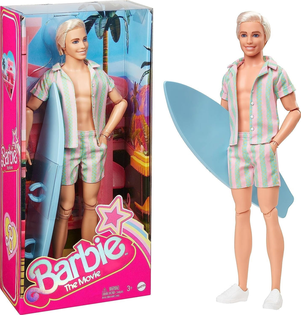 Barbie le film - Poupée fans de films, poupée Ken, poupée de collection avec planche de surf et baskets, corps mobile, cheveux blond platine, convient comme cadeau pour les enfants de 3 ans, HPJ97 Naty Shop Dolls Titre par défaut
