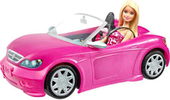 Poupée Barbie et cabriolet à paillettes roses, pneus réalistes, logo, jouet pour 3 ans et plus, DJR55