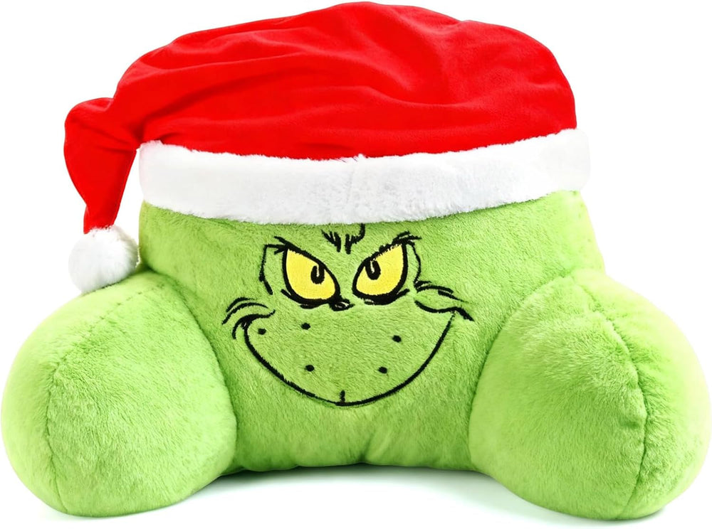 Pernă de citit yumcute Grin-ch 40 cm, pernă decorativă și pufoasă de Crăciun pentru pat și canapea, pernă ortopedică pentru spate cu brațe, cadou pentru adulți și copii, decorațiune de Crăciun