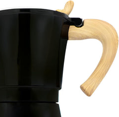 Jocca cafetière électrique italienne en aluminium 6 tasses cafetière manuelle Portable avec poignée en bois Style moka noir