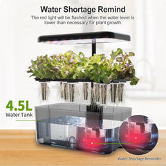 Sistem de creștere hidroponică: 8 capsule, lampă LED cu spectru complet de 24W cu avertizare de nivel scăzut de apă | Grădină interioară pentru bucătărie, sufragerie, școală | Idee de cadou pentru grădinarii amatori