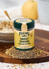 Fuchs Gewürze - Porridge Topping "Sweet Dukkah" - Garniture croustillante avec du jambon, du sésame et des pommes pour les flocons d'avoine - Ingrédient naturel - 60 g en dose variable, recyclable
