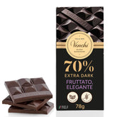 Venchi - Chocolat noir 70%, 78 g - Avec des mélanges de cacao sélectionnés - Sans gluten - Vegan