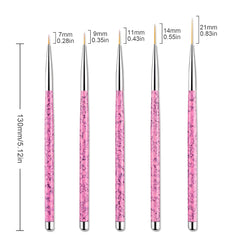 Sularpek Nail Art Liner Pinsel, 5 pièces Profi Detail Fine Nails Gel Nails Brush, Nagel Pinsel Dünn Für Beauty Frauen Nagelstudio (5 Größen, Rosa)