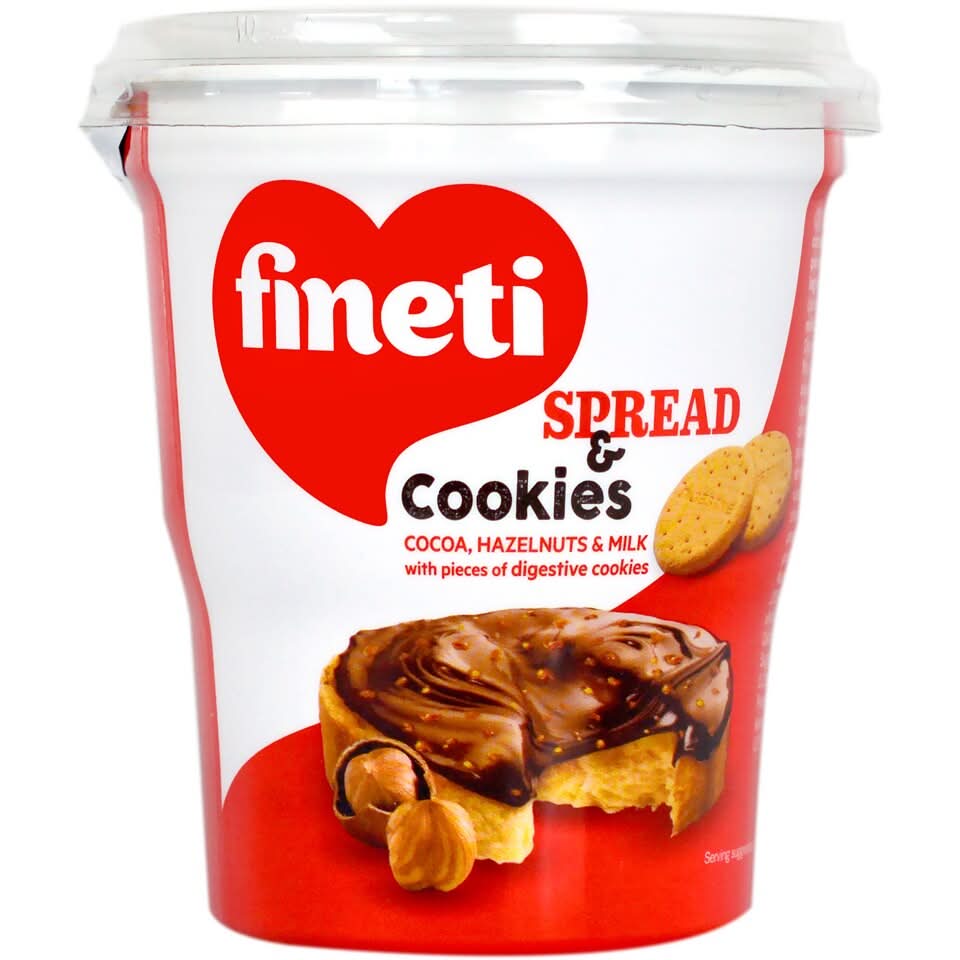 Fineti, Crème à tartiner au cacao, noisettes et biscuits 370g Glaçages et Déco Naty Shop