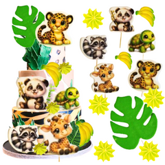 Set van 13 eetbare taartdecoraties – Safari thema