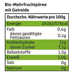 FRECHE FREUNDE Pêche Pomme Banane Avoine Purée de Fruits Bio avec Céréales dans un Sachet Pressable pour Bébés à partir de 6 Mois Vegan 6 Pack (6 x 100g)