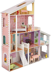 Amazon Basics Maison de poupée en bois à 4 niveaux et accessoires de meubles pour poupées de 12" Naty Shop Dollhouses