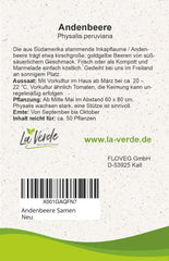 La Verde MEIN GARTEN UND ICH. Andenbeere Physalis Samen Für Ca. 50 Pflanzen, Physalis Peruviana, Süß-Säuerlich, Saatgut Ohne Gentechnik