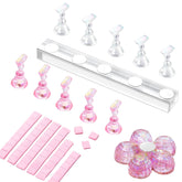 Makartt Porte-ongles en acrylique, Porte-ongles magnétique, Porte-ongles, Porte-ongles rose transparent avec 48 mastics adhésifs
