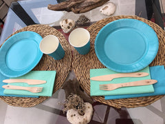 50 serviettes, coton, 33 x 33 cm, 2 épaisseurs, turquoise, cellulose Fsc, 33 x 33 cm (lot de 3)