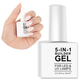 Builder Gel de construction 5 en 1 15 ml, gel de construction d'ongles, gel de construction d'ongles, vernis à ongles d'extension d'ongles UV/LED, extensions, nail art, autocollants, gel de construction d'ongles (blanc)
