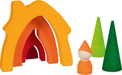 Goki 58427 - Maison naine - Goki Evolution - En bois d'érable de haute qualité - 7 parties - Peintures colorées à l'eau - Fabriqué en Europe Maisons de poupées Naty Shop