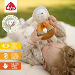 Fehn bébé anneau de préhension jouet mouton fehnNATUR - peluche avec coton biologique - jouet pour bébé avec clochette et jouet d'apprentissage ludique - jouet de préhension pour bébés et jeunes enfants à partir de 0 mois Jouets pour bébé Naty Shop