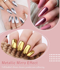 BISHENGYF Rose Gold Chrome Nail PowderNouvelle mise à niveau Grosse Kapazitä Chrom PulverSuper-Spiegeleffekt Metall Mirror Chrome Powder – Neon Glassy Pearl Effect Glitter Nail Art Pulver pour DIY Salon