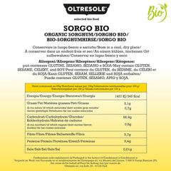 Sorgho blanc biologique, 1 kg, décortiqué, grain cru, cultivé biologiquement en Italie, emballage idéal pour la famille
