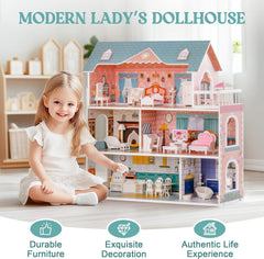 ROBUD Maison de poupée en bois avec meubles et accessoires Maisons de filles Playhouse Jouet pour enfants