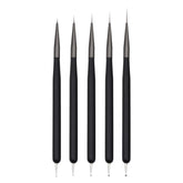 Pinceaux à ongles, 5 pièces, pinceaux à ongles, outils d'atelier punk, ensemble de pinceaux de conception malkunst pour linge de maison, détails de deux, tailles de peinture fines 7/9/11/15/22 mm, noir