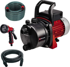 Kit pompe de jardin Einhell GC-GP 6538 Set/I (650 W, max. 3,6 bar, débit 3800 L/h, vis de remplissage/vidange d'eau, avec tuyau d'aspiration de 4 m + tuyau d'arrosage de 20 m + pistolet pulvérisateur)