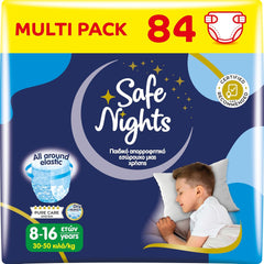 Safe Nights Boy, pantalon de nuit pour 8-16 ans (30-50 kg), 84 pièces