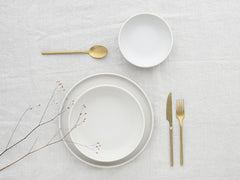 CreaTable, 33065, Service de table 12 pièces série Uno jaune-blanc, service d'assiettes en porcelaine, passe au lave-vaisselle et au micro-ondes, fabriqué au Portugal