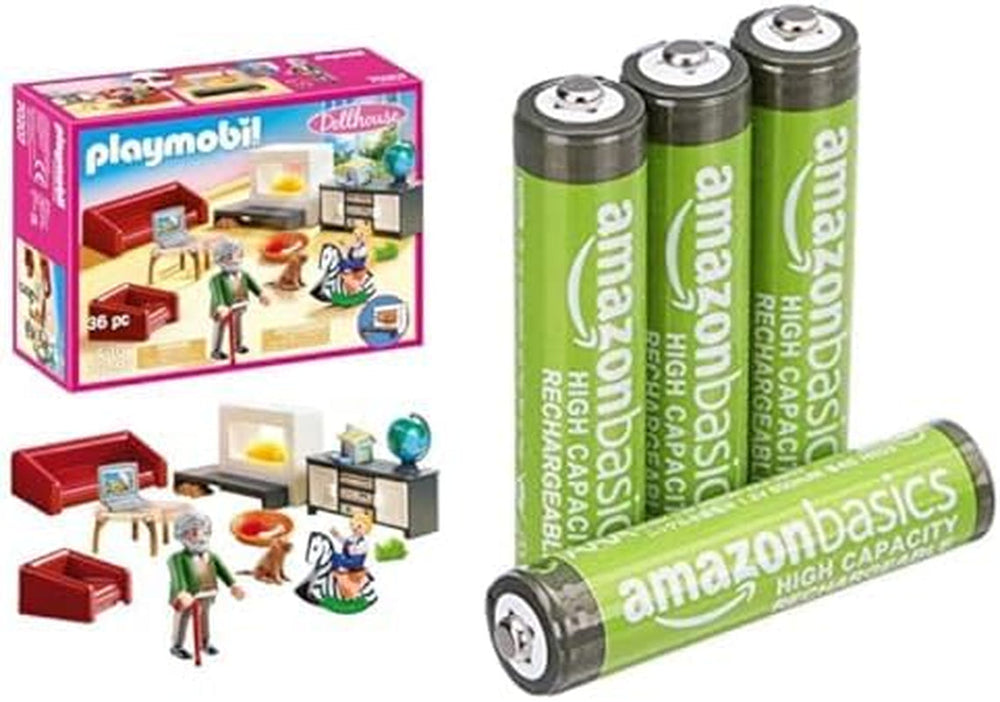 Sufragerie tip casă de păpuși cu efect de lumină, pentru vârste de peste 4 ani, și baterii AAA, pachet de 4 Amazon Basics, 850 mAh