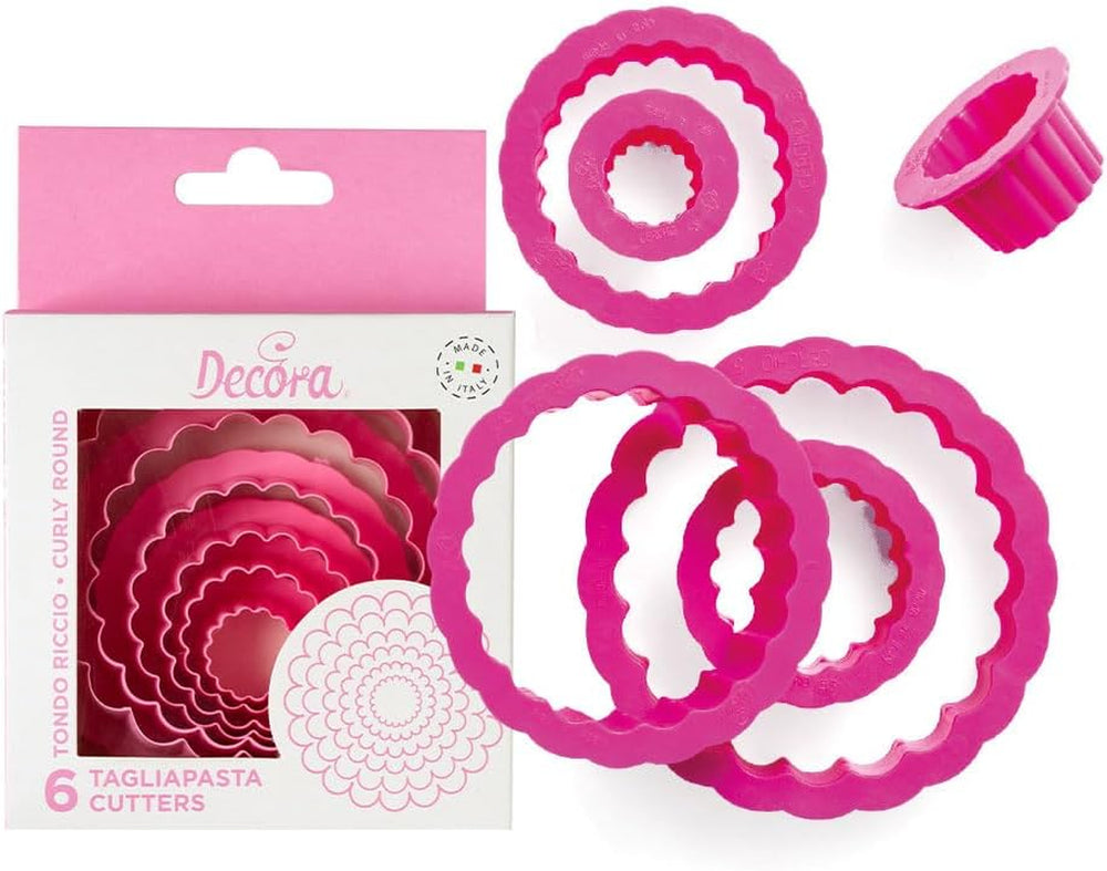 0255301 Jeu de moules à biscuits, ronds ondulés, 6 pièces, 1,5/2,5/3,5/5/6,5/8 cm