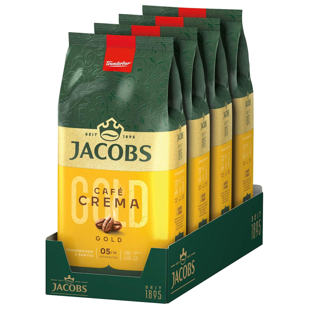 Jacobs Expert Roast Cafe Crema Gold, Café en grains entiers (4 x 1 kg)