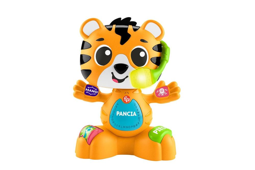 Fisher-Price Jouet éducatif pour bébés et tout-petits, Beat Bande Learning & Dancing Tiger Justin avec sons et lumières pour bébés à partir de 9 mois, version italienne, HYL04 Bebe Naty Shop Toys Titre par défaut