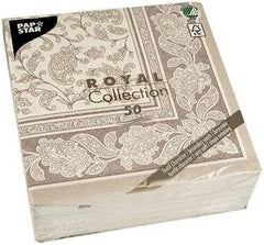 Papstar, 50 de șervețele "ROYAL Collection" 1/4 fold 40 Cm X 40 Cm Mocca "Ornamente", #19894