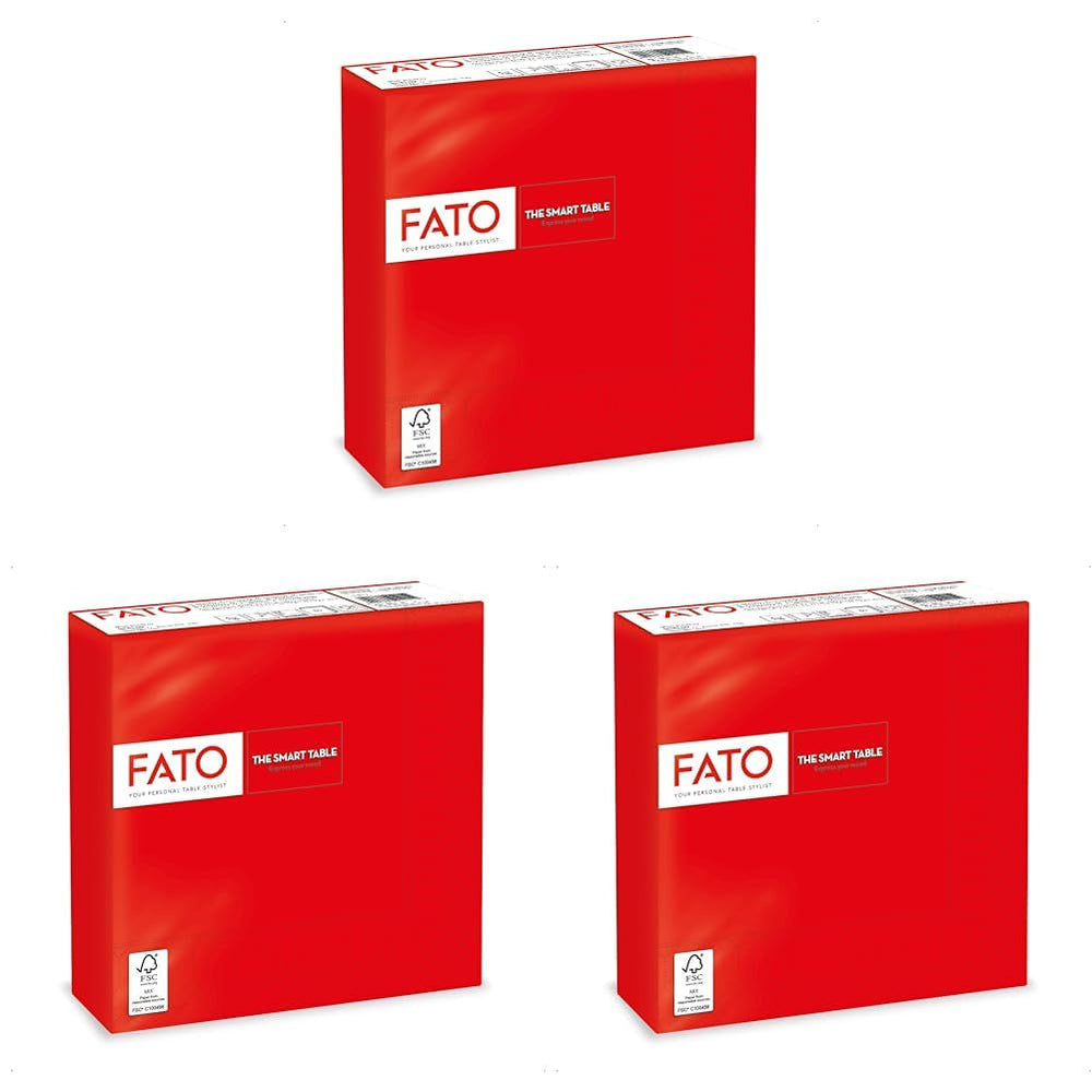 - Serviettes en papier jetables, idéales pour les déjeuners et les buffets décontractés, paquet de 50 serviettes, taille 33 x 33, 4 plis, 2 épaisseurs, rouge, papier 100 % pure cellulose, certifié Fsc.