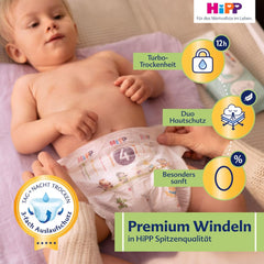 Scutec HiPP Extra Soft Premium Mărimea 1 Nou-născut 2-5 kg, 72 bucăți (3 pachete a câte 24), cu protecție anti-scurgere în 3 moduri și protecție dublă a pielii