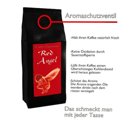 Cafea Espresso Red Angel - The Fiery One - 200g măcinată grosier - pentru cafetiere French Press - Espresso Premium puternic - Aciditate scăzută - Prăjită ușor și proaspăt