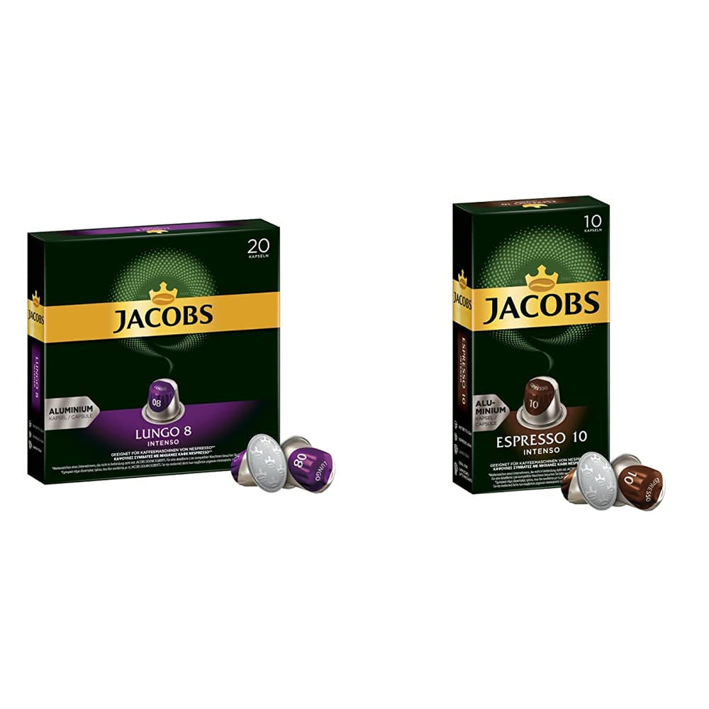 Capsules de café Lungo Intenso, intensité 8 sur 12, 200 capsules de café compatibles Nespresso®*, 10 x 20 Commandes et capsules de café Espresso Intenso, intensité 10 100 capsules de café compatibles Nespresso®*, 10x10