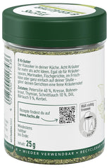 Fuchs Gewürze - 8 Kräuter gerebelt - Kräutermischung für Marinaden, Fischgerichte oder Kräuter-Frischkäse - natürliche Zutaten - 25 g in wiederverwendbarer, recyclebarer Dose