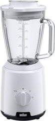 Braun Powerblend 1 JB1050WH - Batteur sur socle avec 1,5 L de mélangeurs en verre, accessoires de cuisine pour les mélangeurs, les purificateurs et les mixeurs, fonction Ice-Crush, 2 vitesses, 600 watts, blanc Bucatarie Naty Shop blanc mélangeur de verre