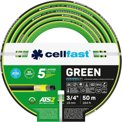 CELLFAST Tuyau d'arrosage 5 Couches Tuyau d'arrosage Double Tressé Tuyau d'irrigation transfrontalier résistant aux UV Anti-Algues Flexible 30 Bar 3,4" 50 mètres Vert